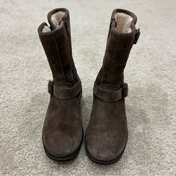 UGG Chaney Brown Boots Lined Buckles Moto Water Resistant WM Size 5.5 (1006042), - Picture 14 of 16